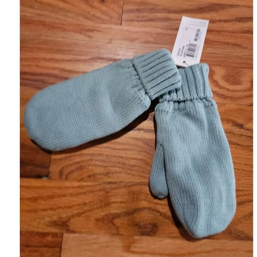 NWT! Petit Bateau Minty Green Organic Cotton Yarn Mittens Size 10-12 Girl or Boy